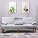 Divano Letto 3 Posti Stile Scandinavo Reclinabile con Tavolino a Ribalta, 181x77x88 cm, Grigio - immagine 12