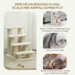 Scaletta per Cani e Gatti a 4 Gradini con Rivestimento in Peluche, Scala per Gatto e Animali Domestici Antiscivolo, Scalini per Cuccioli per Letto e Divano, 61x41x60cm Crema - immagine 5