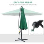 Ombrellone da Giardino 3x2,5 m, Inclinabile con Base a Croce e Manovella, in Acciaio e Poliestere - immagine 4