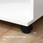 Armadio Guardaroba con Ruote in Legno, bianco, 80x40x128cm - immagine 4