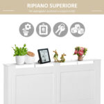 Copritermosifone in Legno MDF, Copri per Termosifone Moderna con Ripiano Superiore e Antiribaltamento per Casa e Ufficio, 151,5x82x19 cm, Bianco - immagine 6