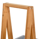 Scaffale Salvaspazio da Bagno in MDF e Bambù, Forma a Piramide con 3 Mensole, Color Legno e Grigio, 30x18x81cm - immagine 8