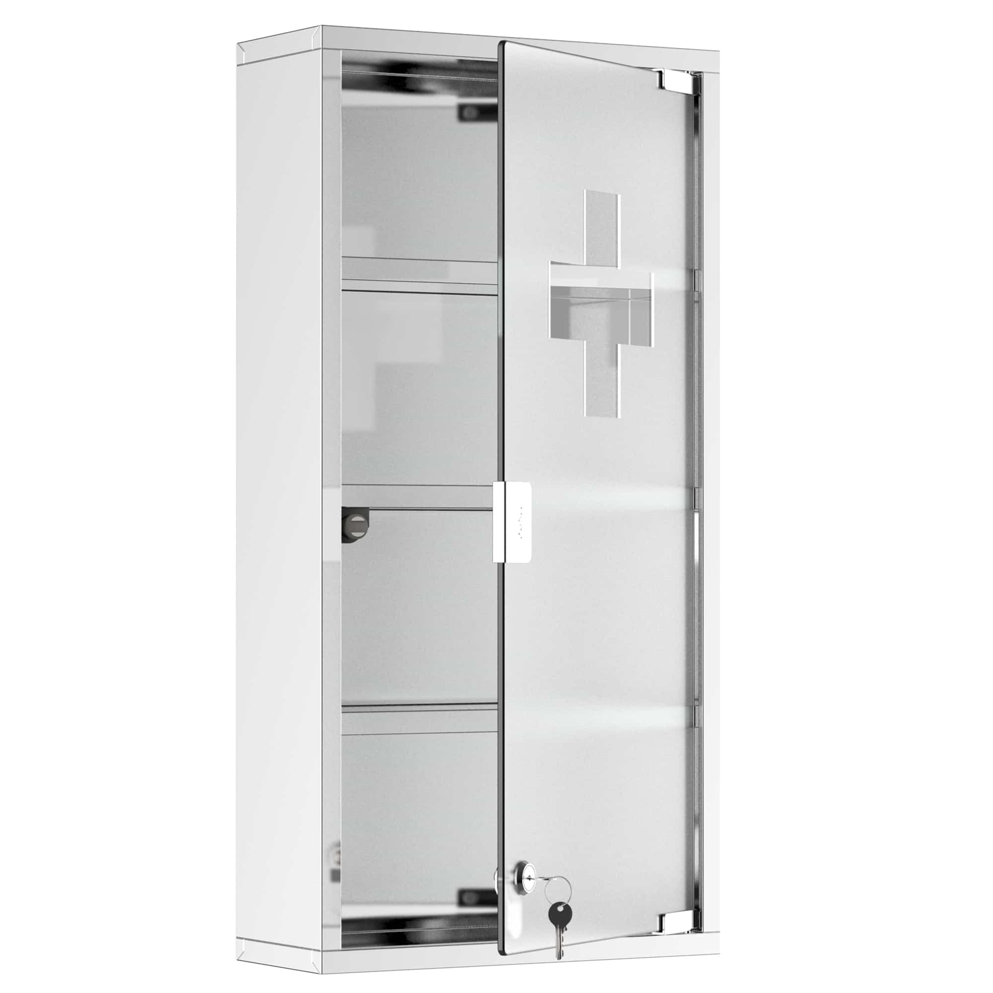 s2Wab319494e79bc7.jpg Armadietto Medicinale Cassetta Porta Medicina a Quattro Ripiani in Acciaio Inox 30 x 12 x 60cm - immagine 1