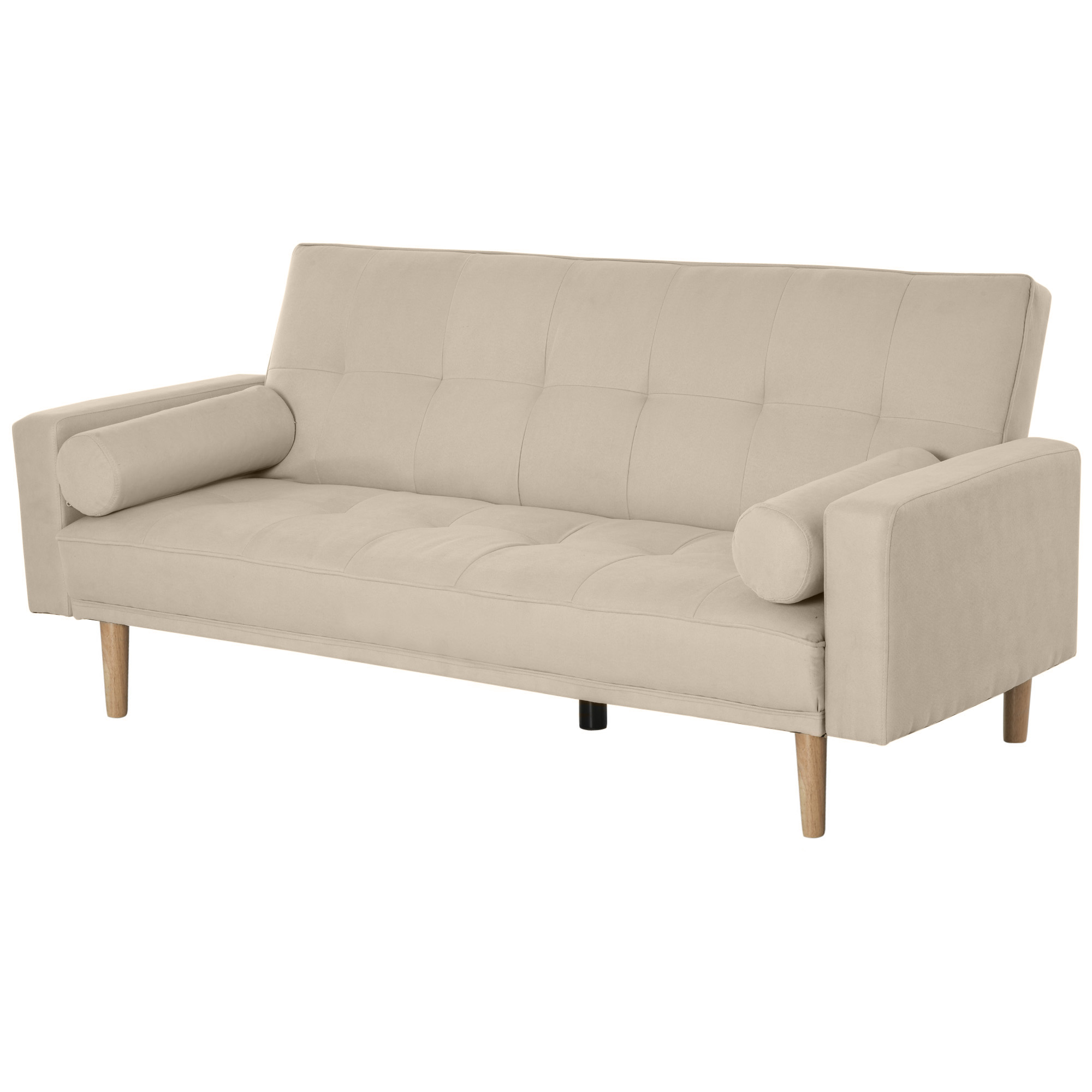 sDX6ef194936516a7.jpg Divano Letto 3 Posti con Schienale Regolabile su 3 Livelli, 2 Cuscini e Braccioli Rimovibili, Beige, 185x84x85cm - immagine 1