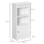 Mobiletto da terra e un Armadietto 2 Ripiani Anta in MDF Bianco Bagno MDF 40L x 23P x 80A cm Bianco - immagine 3