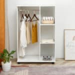 Armadio Guardaroba con Ruote in Legno, bianco, 80x40x128cm - immagine 2