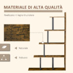 Libreria Antiribaltamento Stile Industriale, Scaffale Vintage con 5 Ripiani in Truciolato, 102x30x160cm - immagine 5