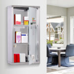 Armadietto Porta Medicinali, Pronto Soccorso Cassetta Medicine in Acciaio Porta in Vetro e 2 Chiavi 48x25cm - immagine 2