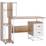 Scrivania PC di Design Moderno con Scaffale 133 x 55 x 123cm