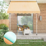 Tenda da Sole a Bracci 3x1,5m con Manovella e Struttura Telescopica, Arancione e Bianco - immagine 4
