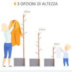 Panca con Appendiabiti da Ingresso, Attaccapanni da Terra in Bambù, Panca da Ingresso Bianca, Design, anche per Camera da Letto, 40x30x180cm, Bianco Legno - immagine 7