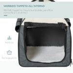 Trasportino per Animali Domestici Pieghevole in Oxford con Cuscino Rimovibile Lavabile e Borsa per Trasporto, 46x36x41cm, Grigio scuro - immagine 6
