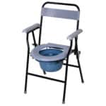 Sedia WC Pieghevole con Vaso Rimovibile per Anziani e Disabili in Tubi di Ferro e Plastica 52 x 50 x 75cm