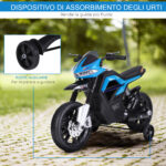 Moto Elettrica per Bambini da 6V con Rotelle e Fari, in PP e Metallo, 105x52,3x62,3 cm, Azzurro e Nero - immagine 5