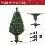 90cm albero di natale artificiale con luci e fibre ottiche, 90 Folti Rami in PVC, Decorazione di Natale con 4 Colori, Verde | Aosom Italy - immagine 5