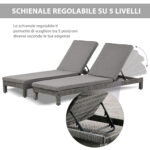 Set 2 Sdraio da Giardino Cuscino Imbottito Regolabile Grigio - immagine 5