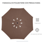 Ombrellone da Giardino 3x2,5 m Inclinabile con Palo Smontabile, in Metallo e Poliestere, Caffè - immagine 8