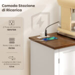 Credenza da Cucina Stile Vintage con 4 Cassetti e 2 Armadietti con Mensole Regolabili, 147x40x87, Legno Bianco - immagine 4