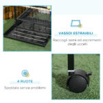 Gabbia Voliera per Uccelli per Interni con Ruote e Vassoi Estraibili, 51,5x50x140 cm, Nero - immagine 6