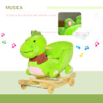 Cavallo a Dondolo con Ruote, Cavalluccio a Dondolo a Forma di Drago per Bambini 18-36 Mesi, in Legno e Peluche Verde - immagine 5