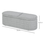 Panca Fondo Letto in Tessuto Teddy con Vano Contenitore, 116x41x40,5cm, Grigio Chiaro - immagine 3