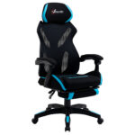 Sedia da Gaming con Supporto Lombare, Sedia Ufficio Ergonomica con Altezza Regolabile in Tessuto Nero e Blu, 65x65x119-129cm
