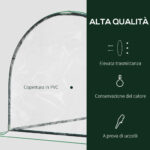 Serra da giardino a Tunnel in Acciaio e con Copertura in PVC, 2x1x80 cm, Trasparente e Verde - immagine 4