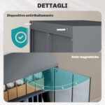Mobiletto Multiuso 2 Ante Stile Industriale in Metallo per Casa e Garage, 75x33x110cm, Grigio - immagine 7