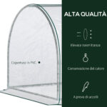 Oustunny Serra da Giardino con Porte Anteriori a Cerniera, in Acciaio e PVC, 250x1x80 cm - immagine 4