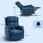 Poltrona Reclinabile Elettrica con Poggiapiedi in Tessuto Effetto Lino, 79x90x106 cm, Grigio Scuro - immagine 3