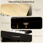 Carrello da Cucina in Legno con Portabottiglie, 3 Ante e Cassetto, 67x37x87 cm, Nero e Rovere - immagine 6