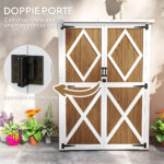 Capanno da Giardino in Legno di Abete con 2 Ripiani e 2 Porte, 116,5x57x159/167 cm, Marrone e Bianco - immagine 6