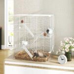Gabbia per Roditori Multilivello con Accessori Inclusi, in Acciaio, PET e PS, 73x47x80 cm, Bianco - immagine 2
