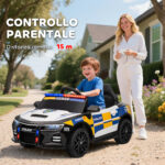 Macchina Elettrica per Bambini della Polizia con Telecomando, Clacson e Musica Integrata, 96x60x45 cm - immagine 5