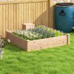 Fioriera da Esterno in Legno di Abete con Compostiera e Fondo Aperto, 123x123x25,5 cm, color Legno - immagine 8