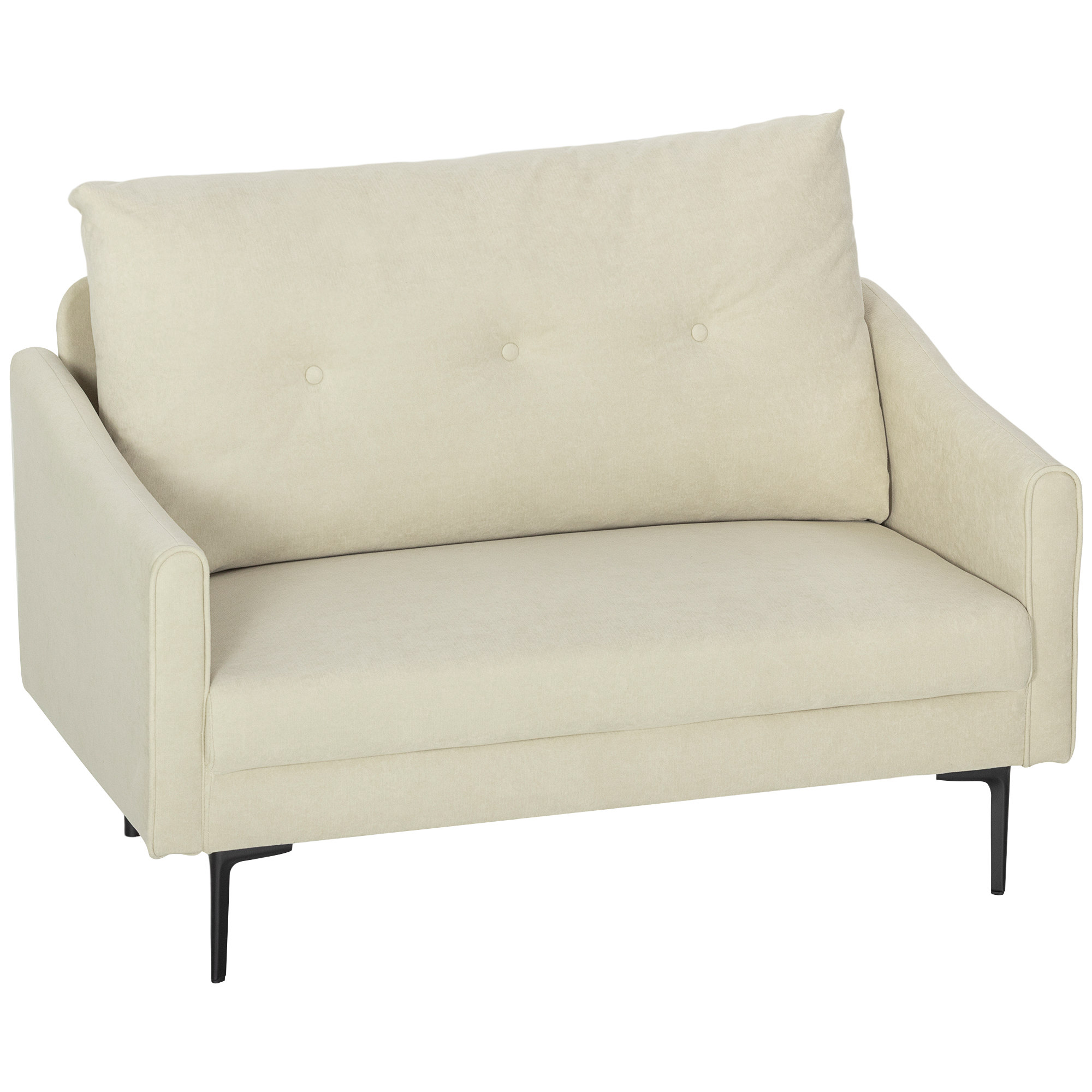 0uf4261988905ddeb.jpg Divano 2 Posti Moderno con Schienale Trapuntato a Bottoni e Rivestimento in Velluto, 124x73x92 cm, Crema - immagine 1