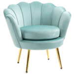Poltroncina Vintage di Design in Velluto Blu, Poltroncina da Camera con Schienale Alto 76x67x74cm, Verde