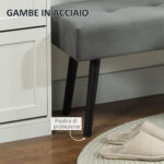 Panca Fondo Letto a Trapunta in Tessuto Effetto Velluto a Coste e Acciaio, 1x36x45 cm, Grigio - immagine 5