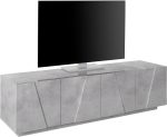 Porta tv PING 160 cm 4 ante battenti Cemento Bronx - immagine 2