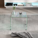 Tavolino in Vetro Temperato Moderno da Salotto con Design Monoblocco, 50x40x45 cm, Trasparente - immagine 9