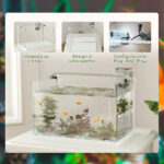 Acquario in Vetro con Luci LED da 20L, Filtro e Pompa d'Acqua, 38x26x27 cm, Bianco - immagine 7