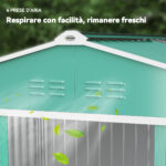 Casetta Porta Attrezzi in Acciaio con Tetto Inclinato e 2 Porte Scorrevoli, 277x195x192 cm, Verde Scuro - immagine 9