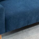 Divano 2 Posti Moderno e Trapuntato in Stile Nordico, in Poliestere e Legno, 145x76x88 cm, Blu - immagine 9