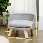 Divano per Gatti e Cani Rotondo in Peluche e Legno con Cuscino Extra, Ø40,5x33 cm, Grigio - immagine 3