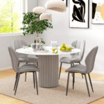 Set di 4 Sedie da Pranzo Moderne per Cucina e Soggiorno con Rivestimento in Flanella, Grigio - immagine 2