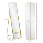 Specchio da Terra 40x160cm Rettangolare a Figura Intera con Cavalletto Autoportante, Oro - immagine 3