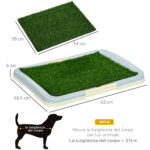 Lettiera per Cani 3 Strati con Prato Sintetico, Griglia e Vassoio Inferiore, 63x48,5cm - immagine 3