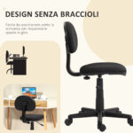 Sedia da Ufficio Girevole ad Altezza Regolabile, in Tessuto Elastico, Spugna e Acciaio, 43x51x73-85 cm, Nero - immagine 6