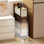 Cassettiera Salvaspazio con 4 Cassetti Pieghevoli in Tessuto, Acciaio e Legno, 20x47x84,5 cm, Multicolore - immagine 4