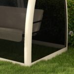 Dondolo da Giardino 2 in 1 Convertibile in Letto con Cuscini e Zanzariera, 240x140x197 cm, Caffè - immagine 9